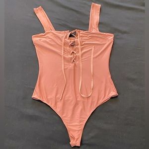 Pink Lace-Up Bodysuit
